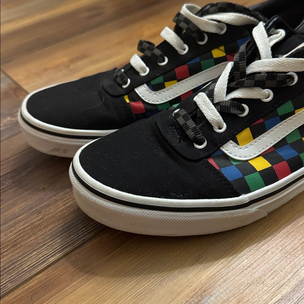 Vans Old Skool Rainbow Checkered Sneakers Youth 6.5 or women’s 8 - Picture 2 of 7